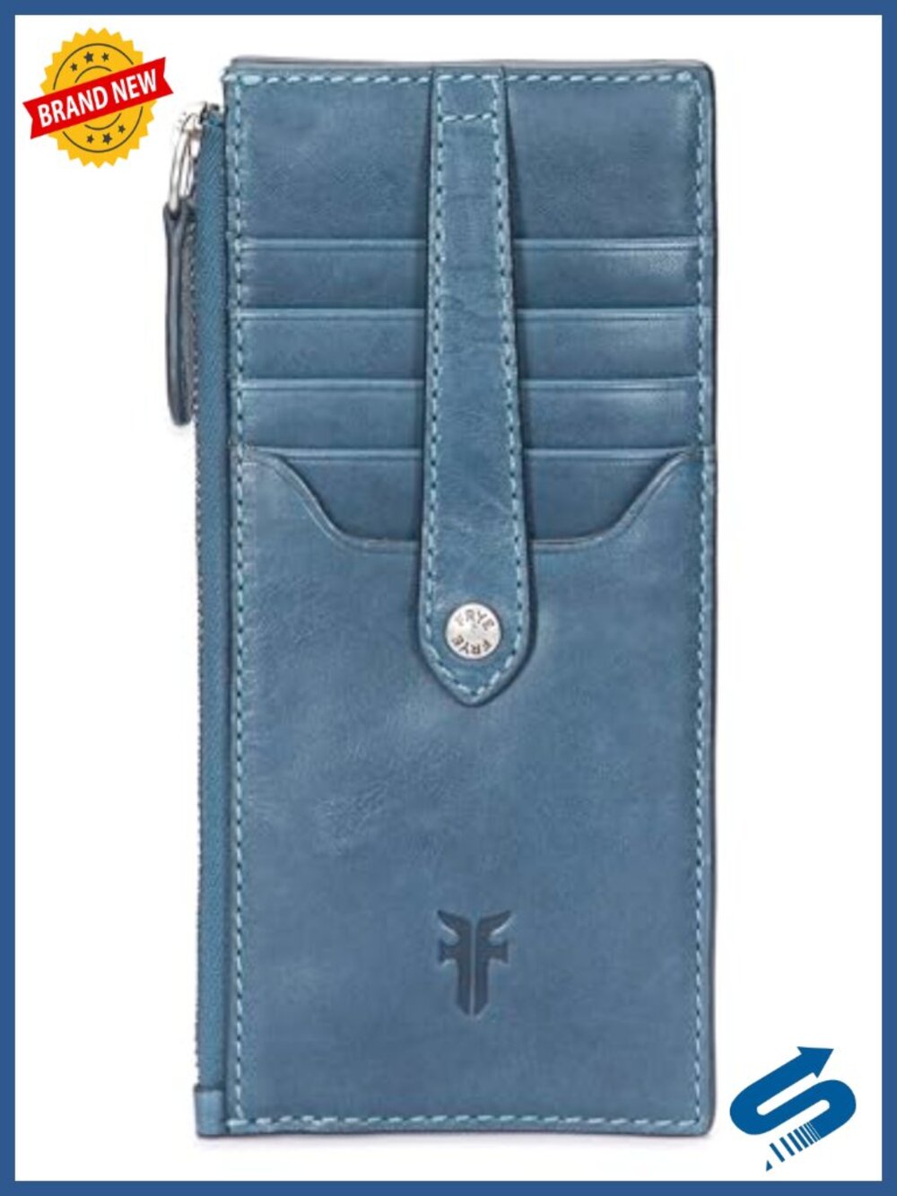 Women's Bi-Fold Snap Card Wallet with Zipper, Leather